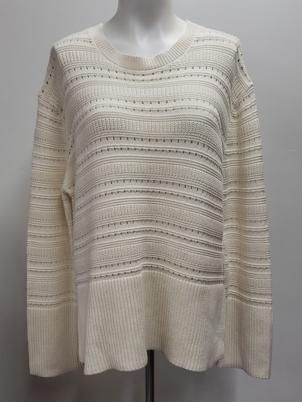 GAP Relaxed Mixed-Stitch Knit Split Hem Tunic Sweater Women's Medium Coastal